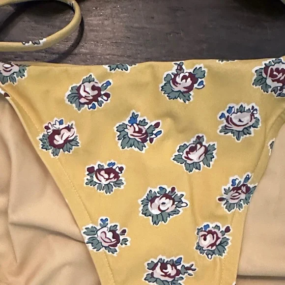 NWOT Tory Burch Printed String Bikini – Yellow Garden Rose – Size S - Picture 7 of 11